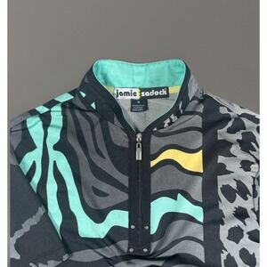 Jamie Sadock Golf Top Medium Animal Print Short Sleeve 1/4 Zip Athleisure